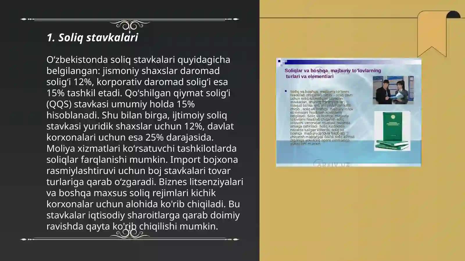 Soliq stavkalari O‘zbekistonda 3