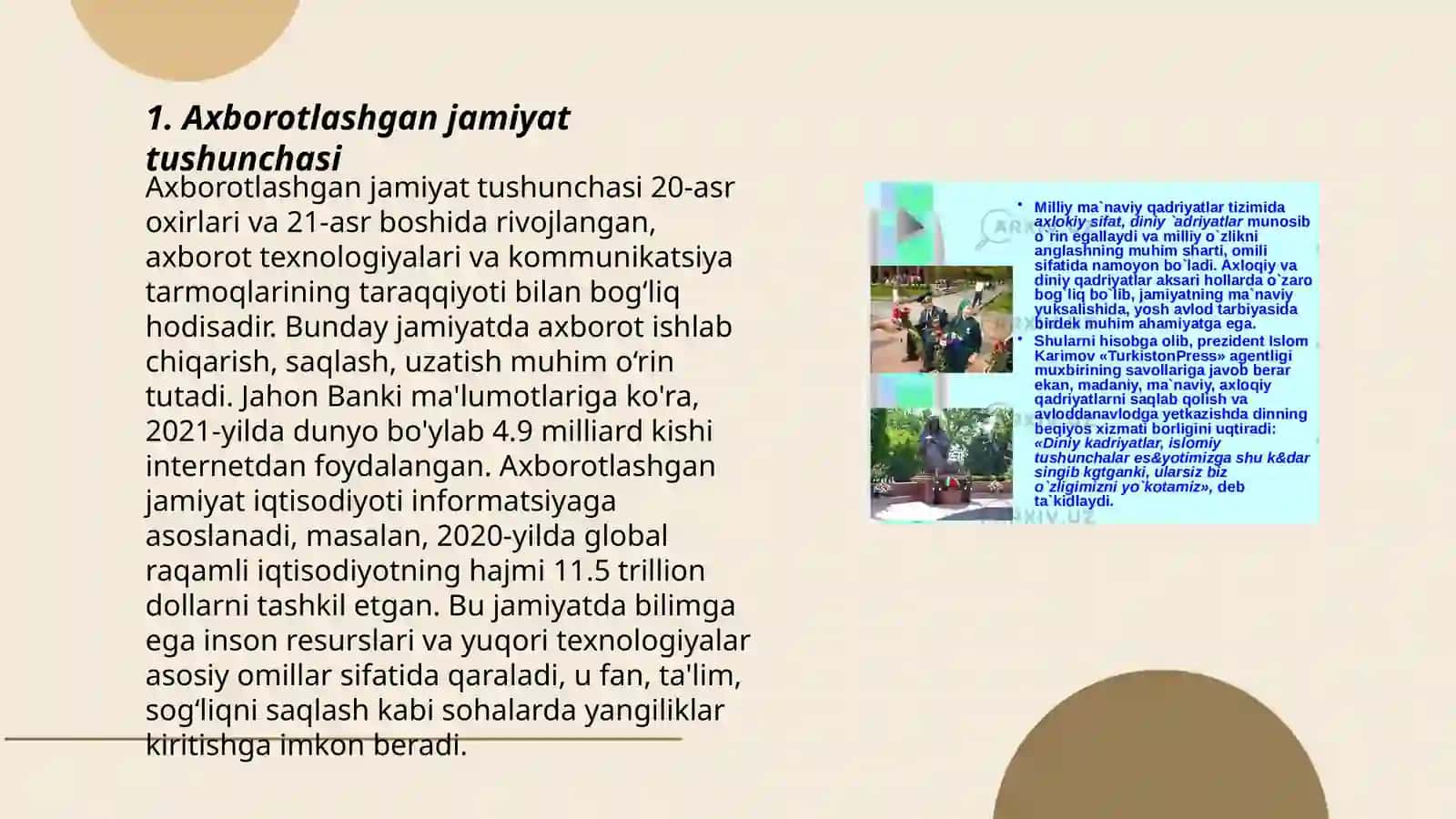 Axborotlashgan jamiyat va uning istiqbollari 3