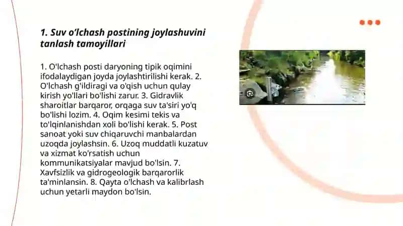 Suv o’lchash postlarini tashkil etish tamoyillari 3