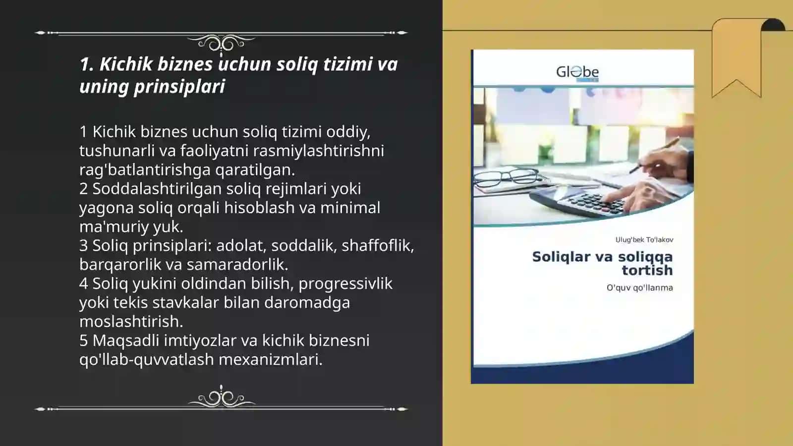 Kichik biznes tadbirkorliklarini soliqqa tortish tamoyillari 3