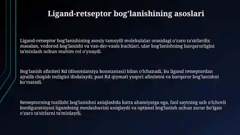 Ligand retseptor bog'lanishlar uchun dasturlar 3