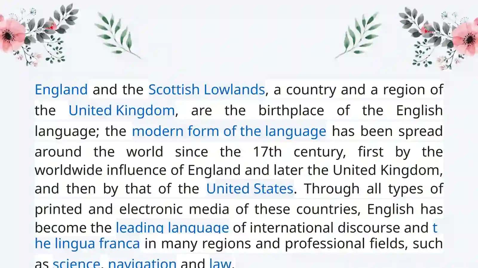 English speaking countries. Travelling and business 3