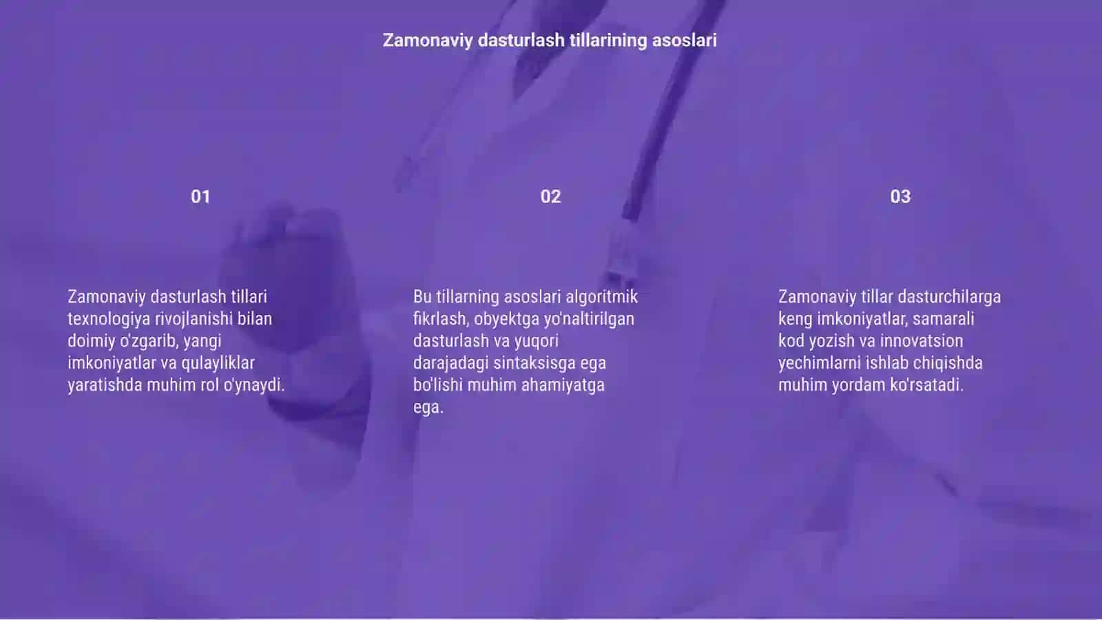 Zamonaviy dasturlash tillarining taxlili 3
