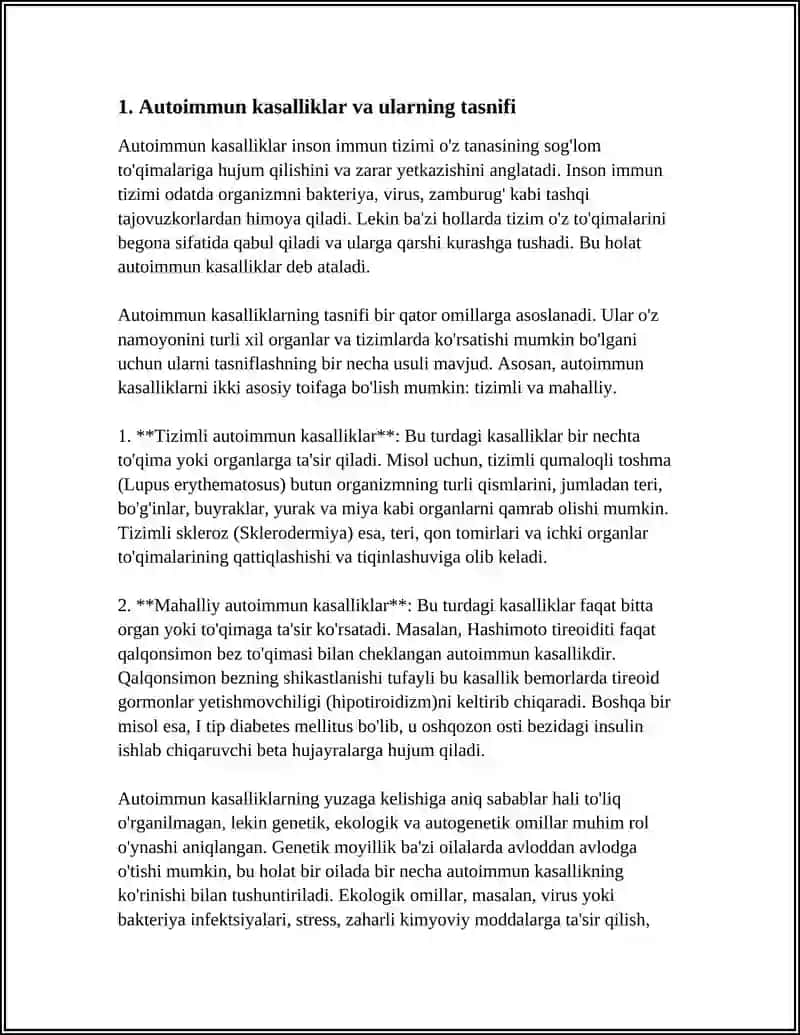 Autoimmun kasalliklar va ularning tasnifi 3
