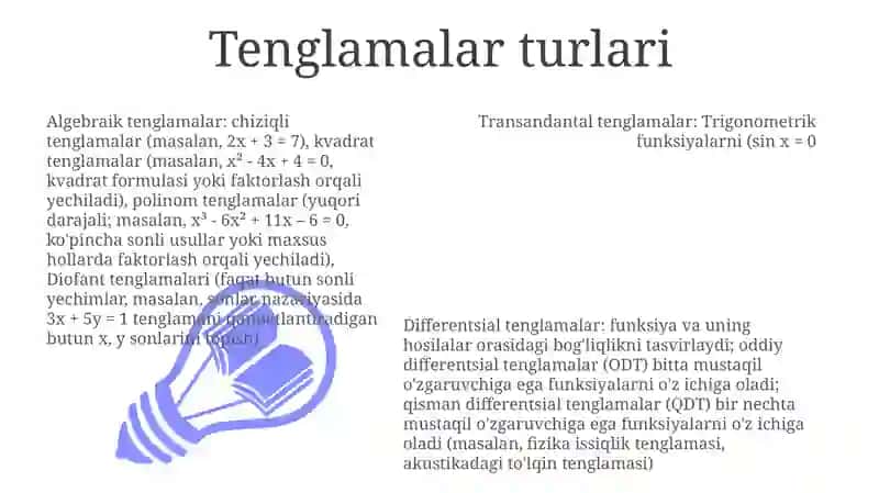 Tenglamalar turlari 3