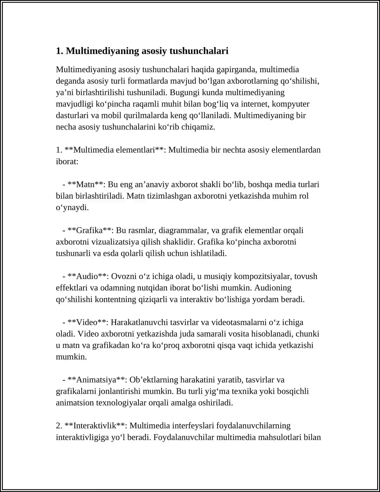 MULTIMEDIYA VA UNING ZAMONAVIY TA'MINOTI 3