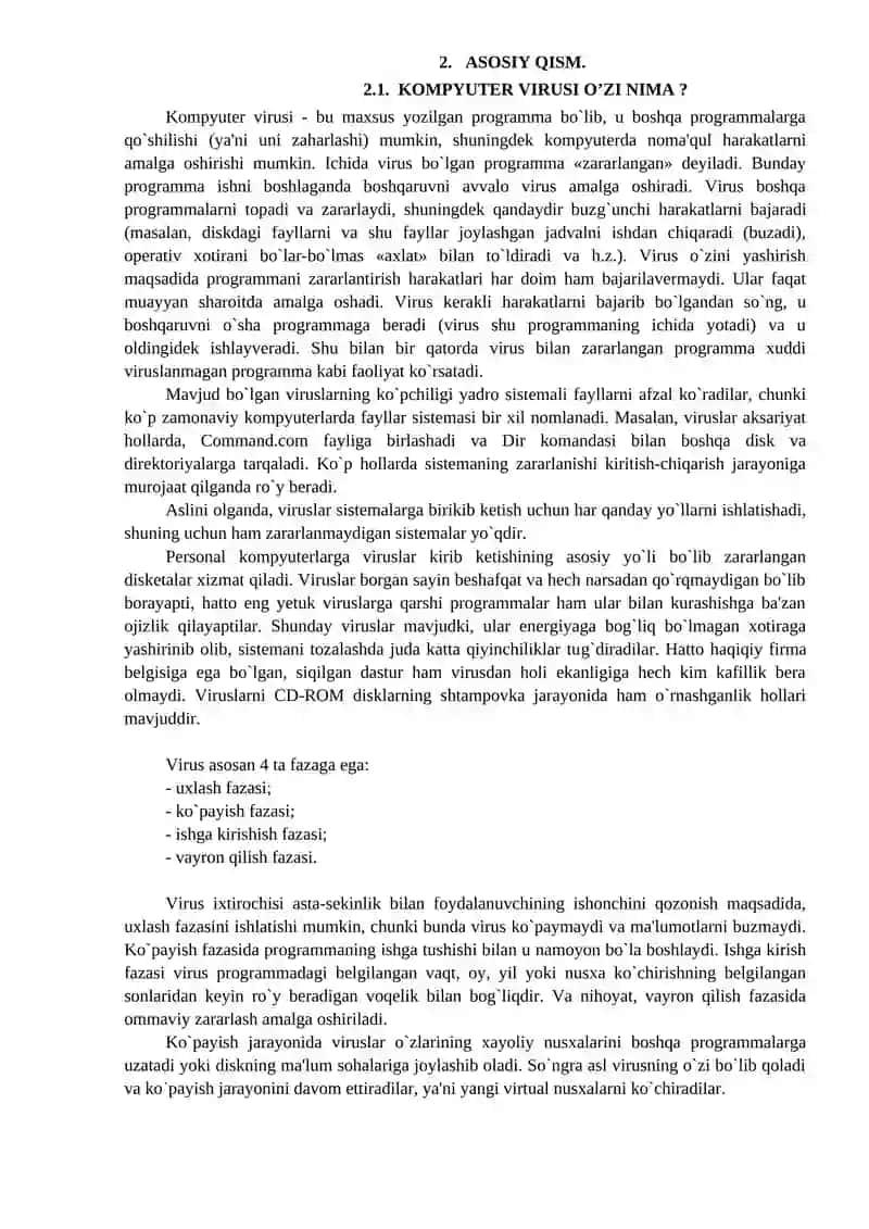 VIRUS VA UNING TURLARI 3