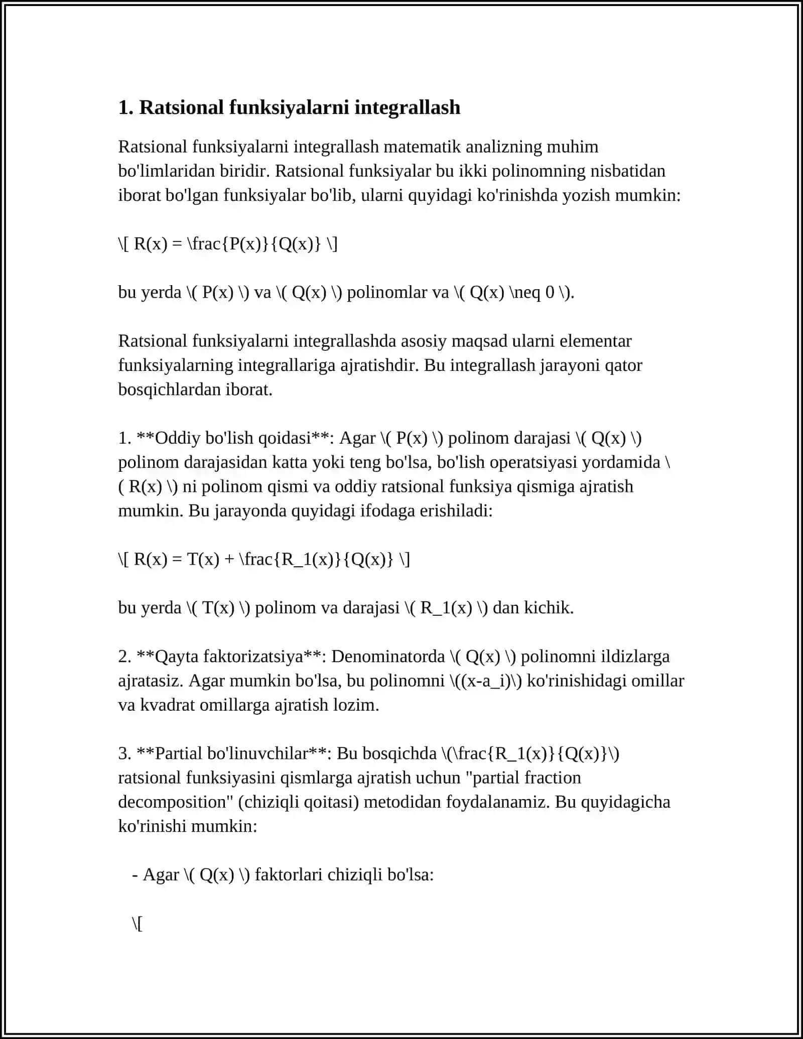 IRRATSIONAL FUNKSIYALARNI INTEGRALLASH 3