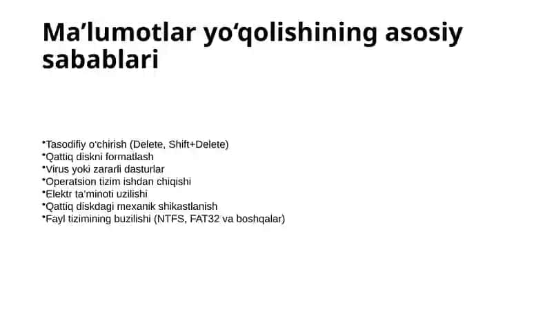 Qattiq disklarda ma’lumotlarni qaytatiklash 3