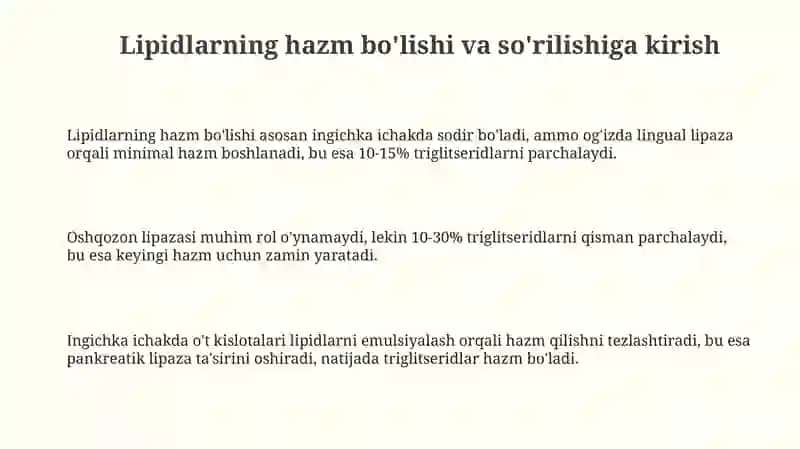 Lipidlarning hazm bo'lishi 3