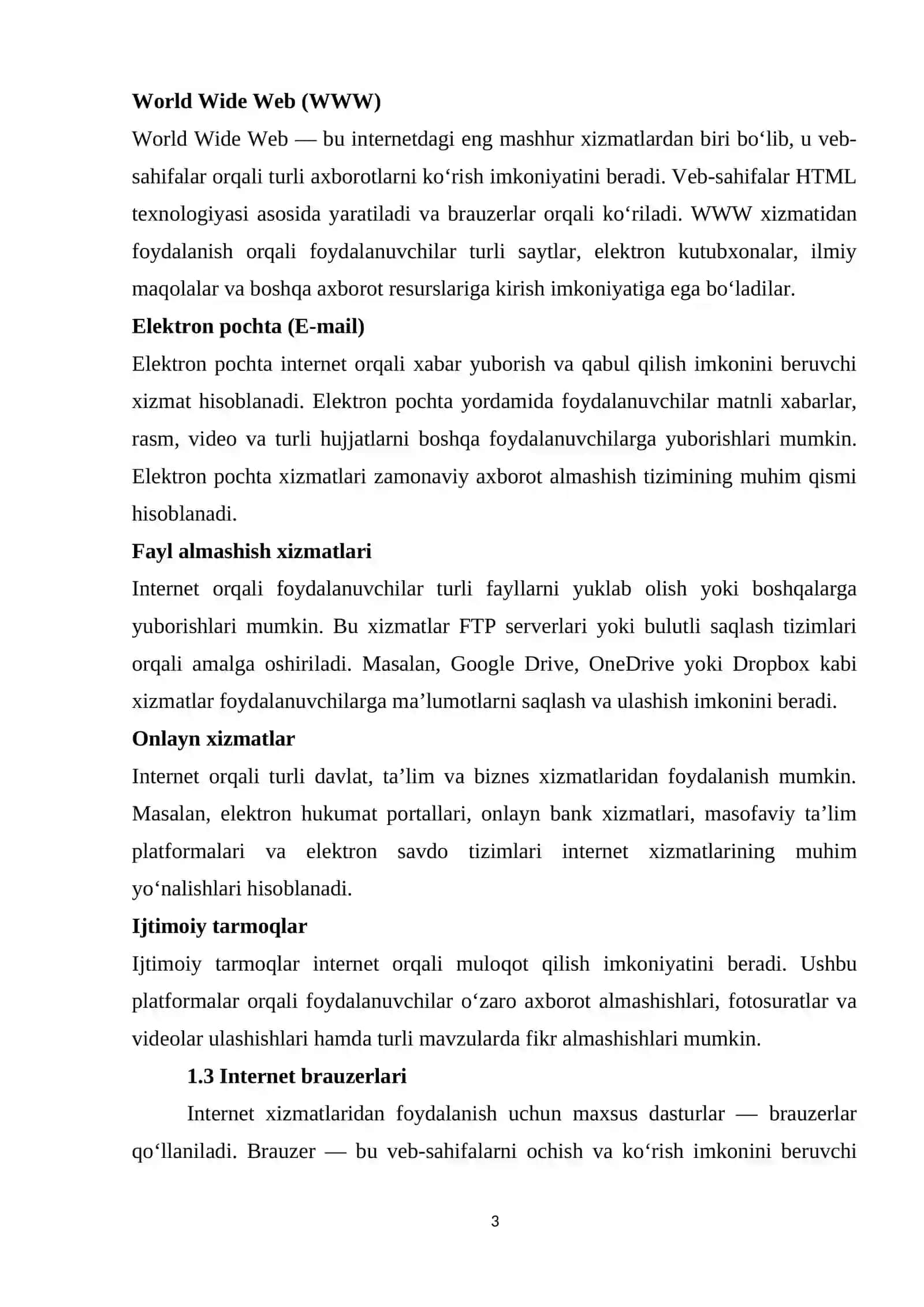 Internet xizmatlaridan foydalanish 3