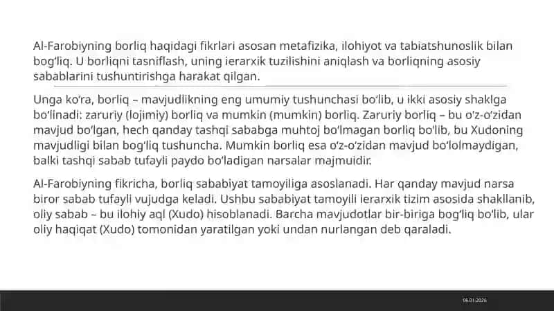 Al Farobiyning borliq haqidagi qarashlari 3