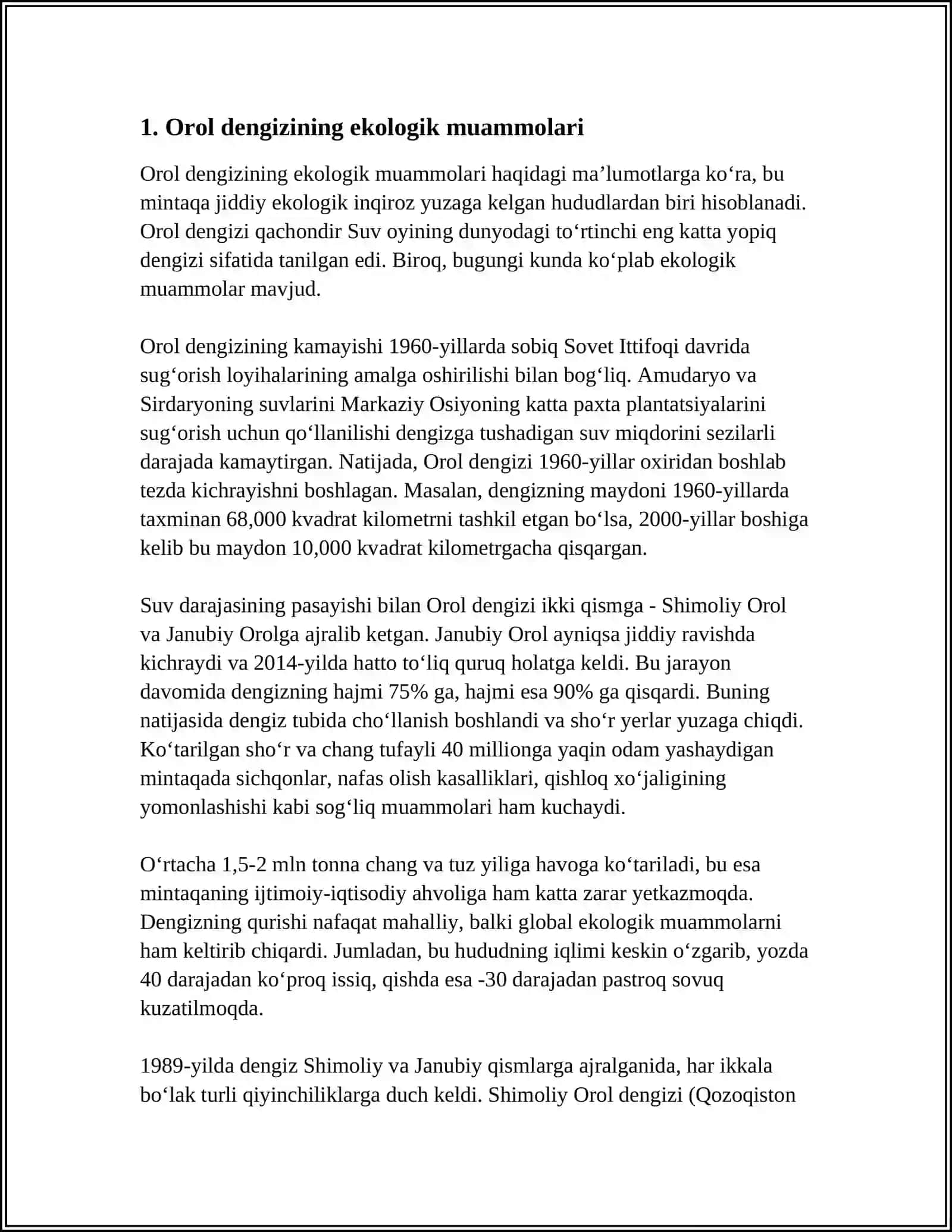 AHOLI TURMUSH TARZINING OG'IRLASHUVI. OROL FOJIASI 3