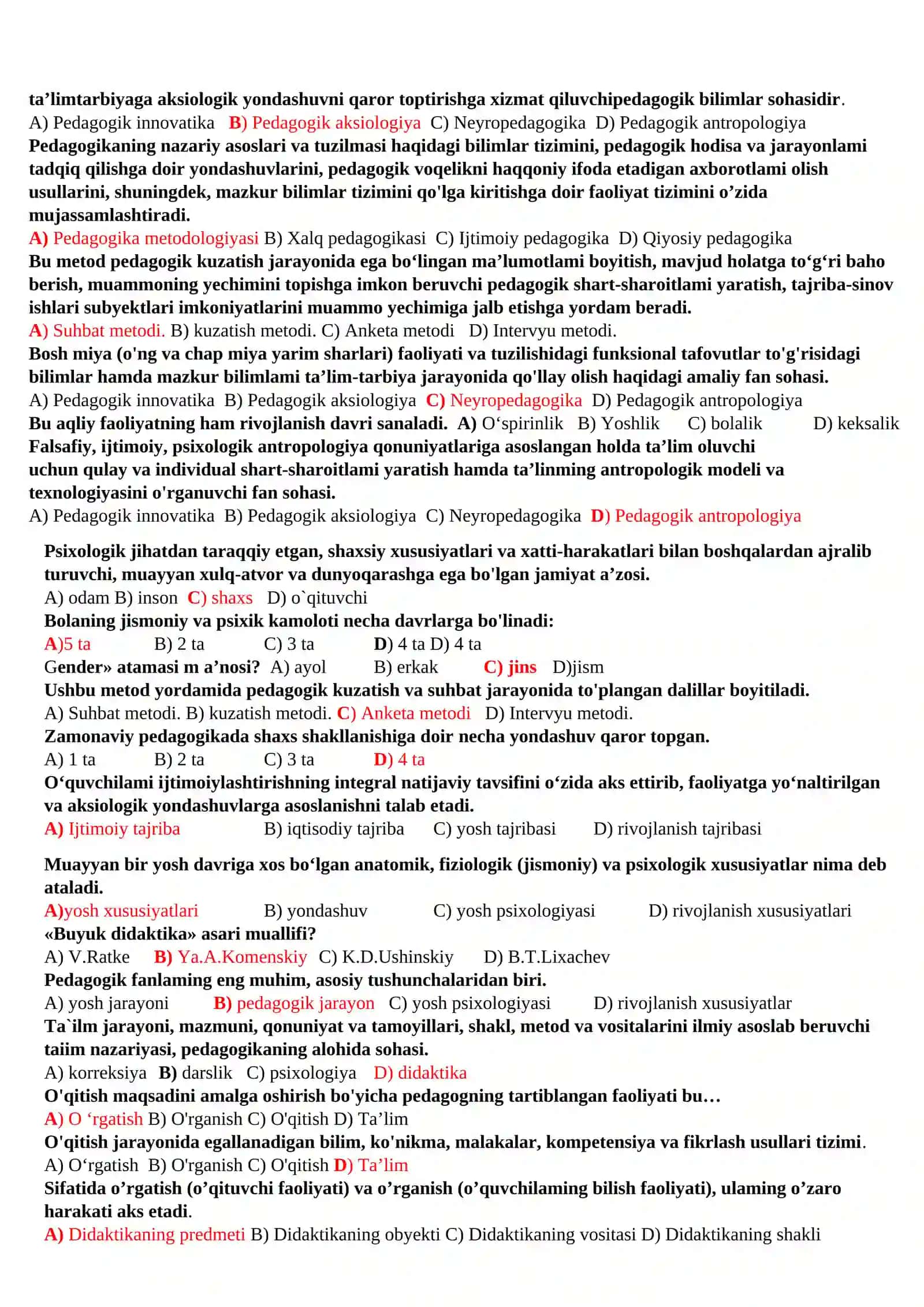 Pedagogika fanidan test savollar 3