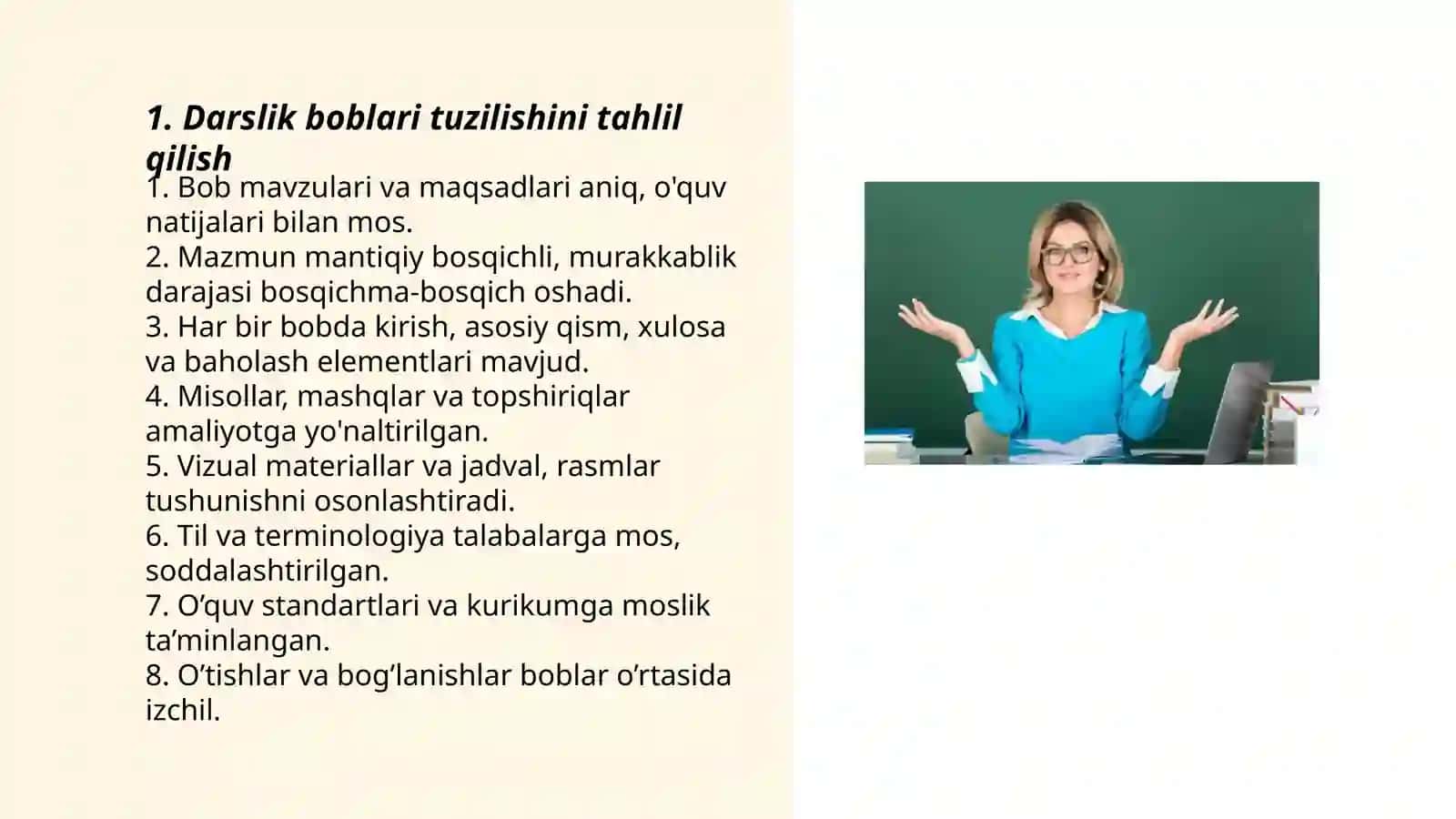 Darslik yoki oʻquv qoʻllanmalar boʻyicha fan boblari va mavzularini oʻrganish 3