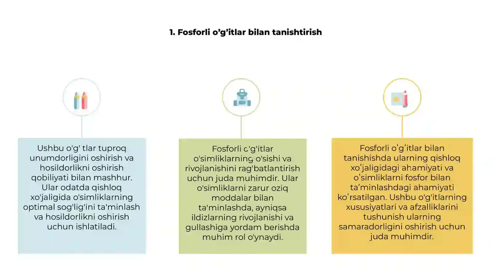 Fosforli o'g'itlarning eng muhim xususiyatlari 3