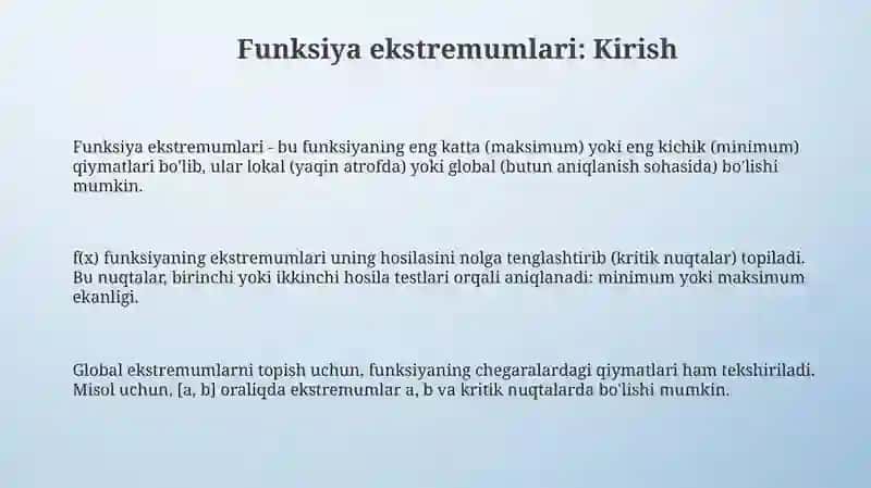 Funksiya Ekstremumlari 3