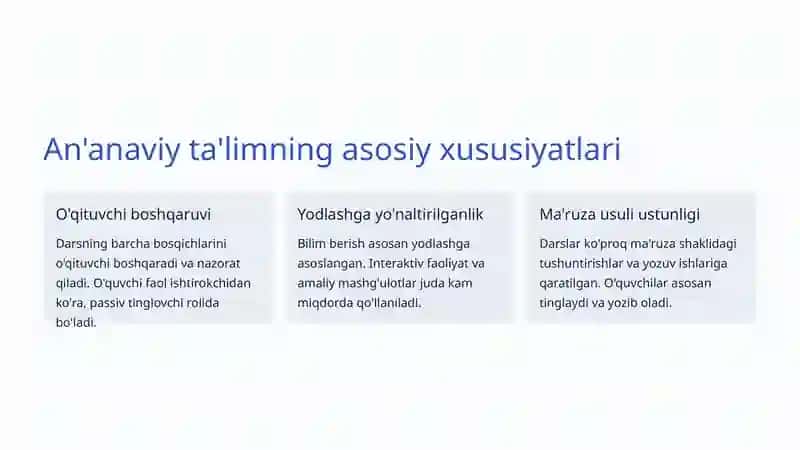 An'anaviy ta'lim metodlari: Tarix, xususiyatlar va zamonaviy qarashlar 3