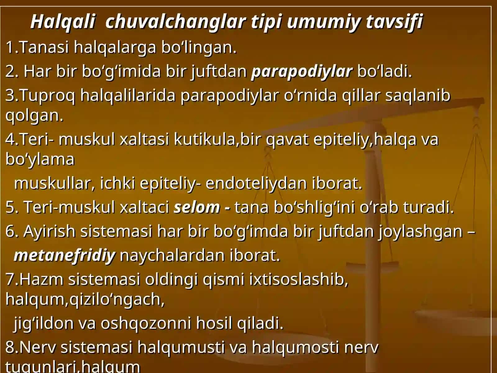 HALQALI CHUVALCHANGLAR - ANNELIDES TIPI 3
