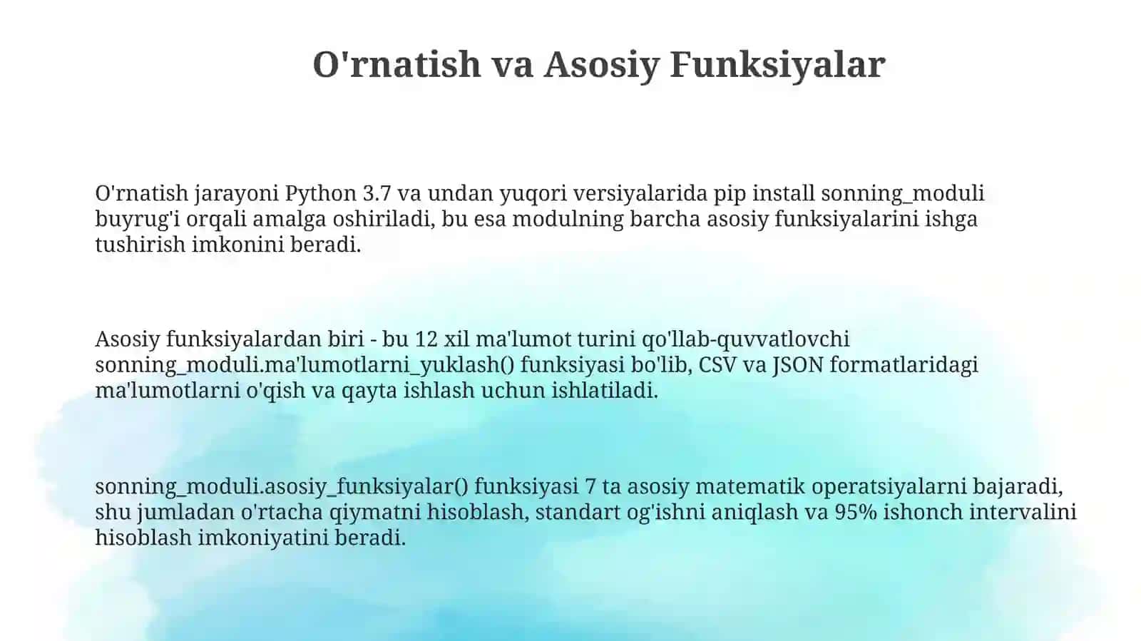 Sonning moduli bilan ishlashga doir misollar 3
