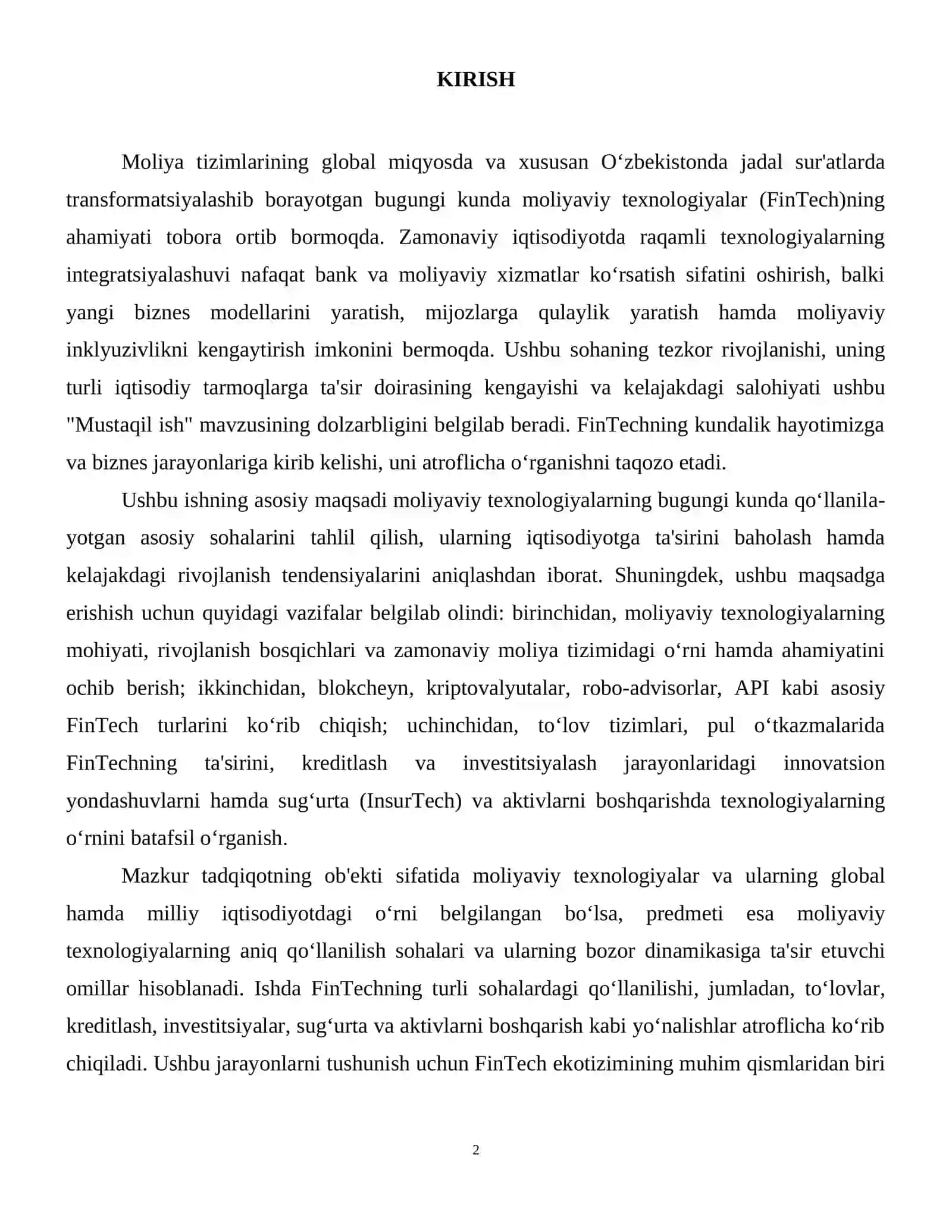 Moliyaviy texnologiyalarni qoʻllash sohalari 3