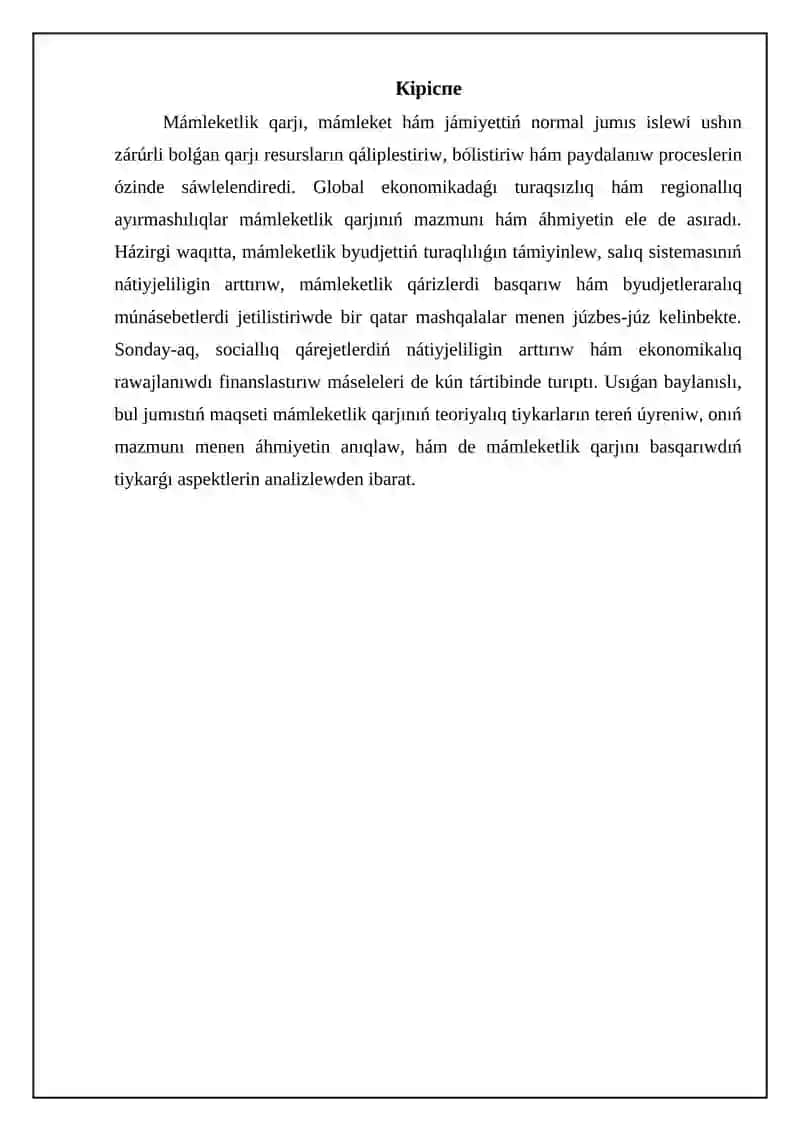 Mámleketlik qarjınıń mazmunı hám áhmiyeti 3