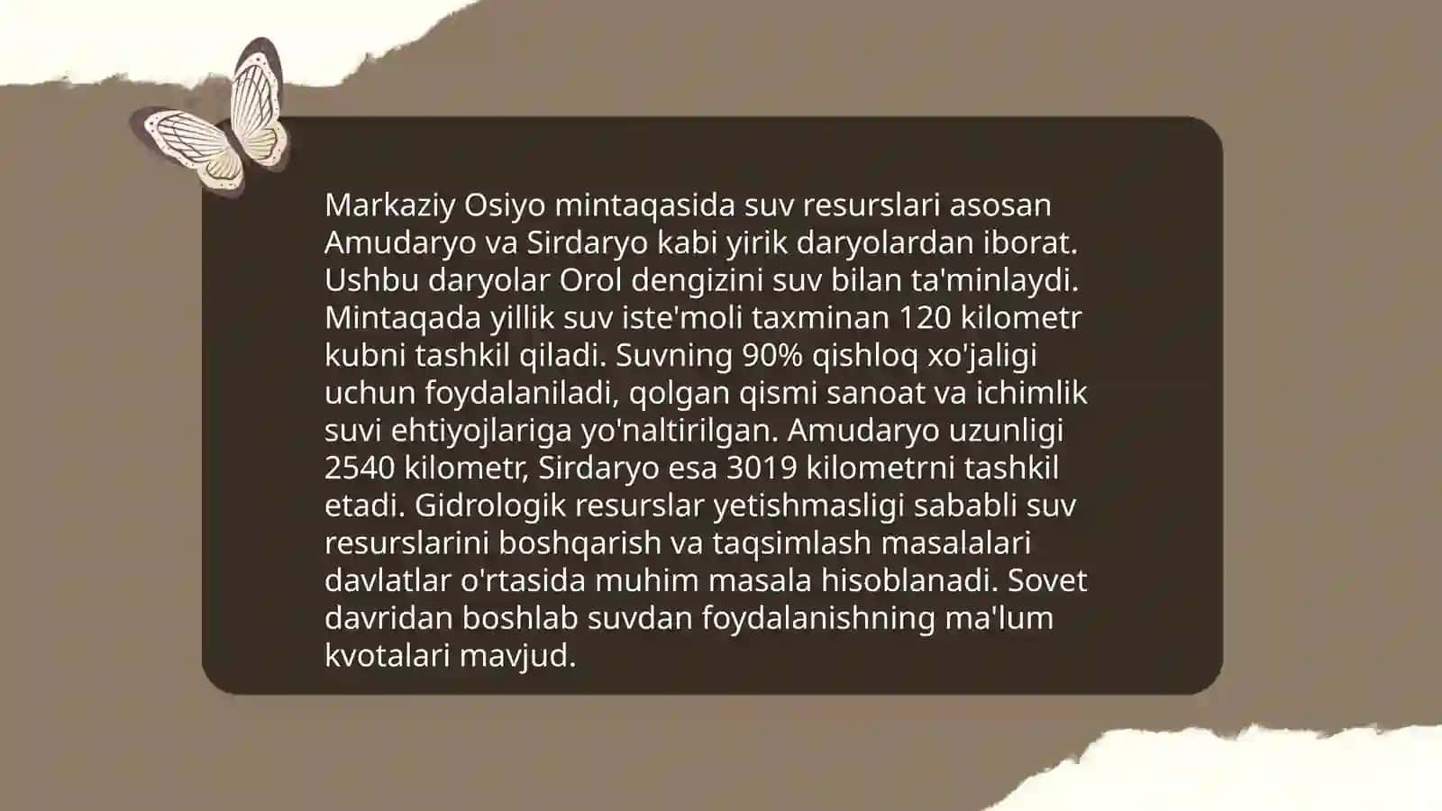 Markaziy Osiyo mamlakatlarida suv resurslarini taqsimlanishi 3