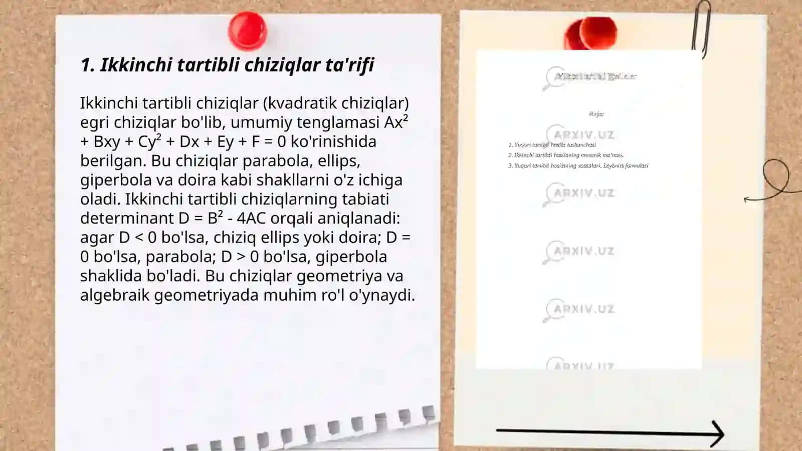 Ikkinchi tartibli chiziqlarining umumiy tushunchasi 3