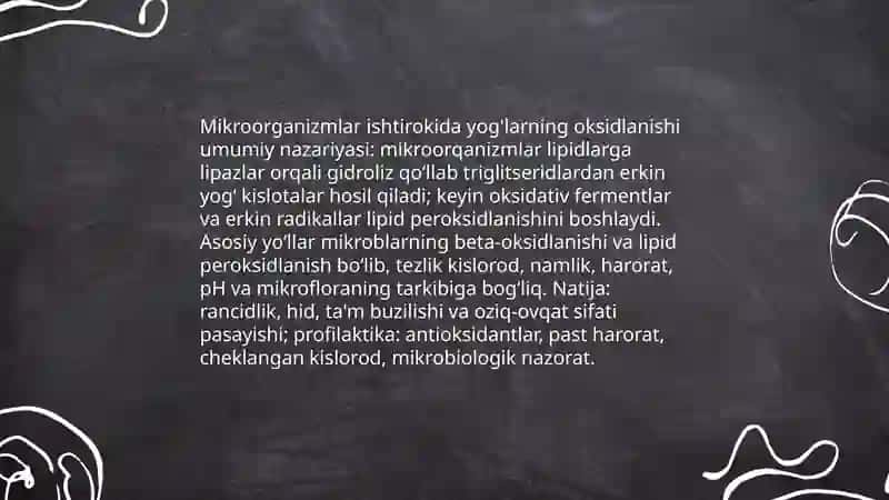 Mikroorganizmlar ishtirokida yog'larning oksidlanishi 3