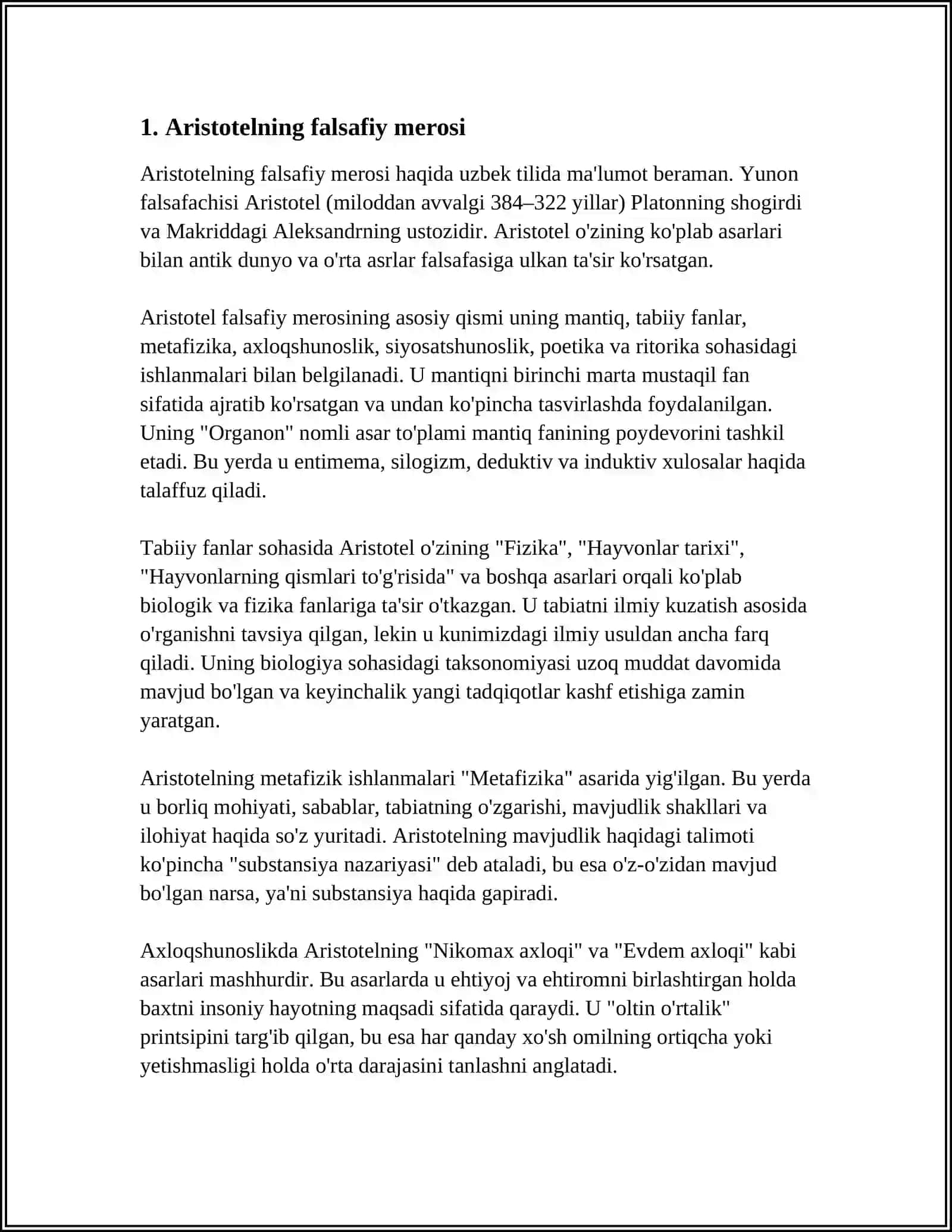 ARISTOTEL TA'LIMOTI HAMDA HAYOTI HAQIDA 3