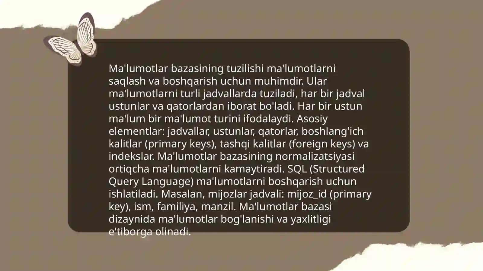 Ma'lumotlar bazasini loyihalash 3