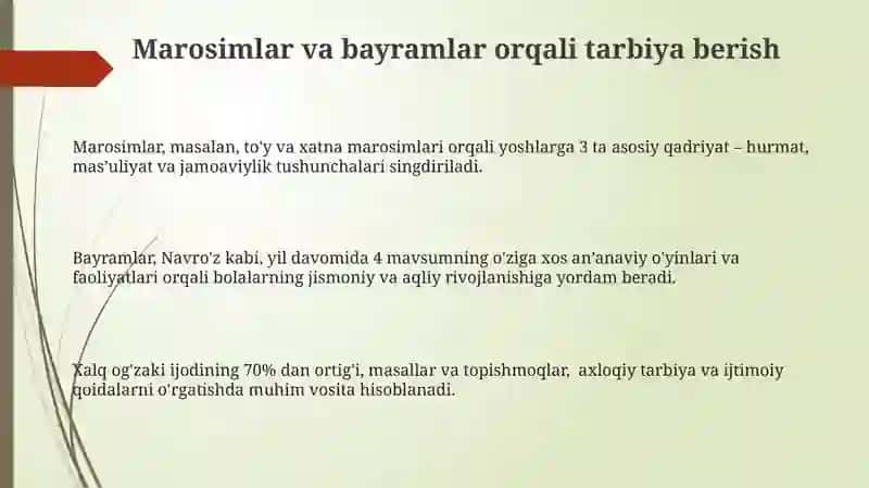 Marosimlar va bayramlar orqali tarbiya berish 3