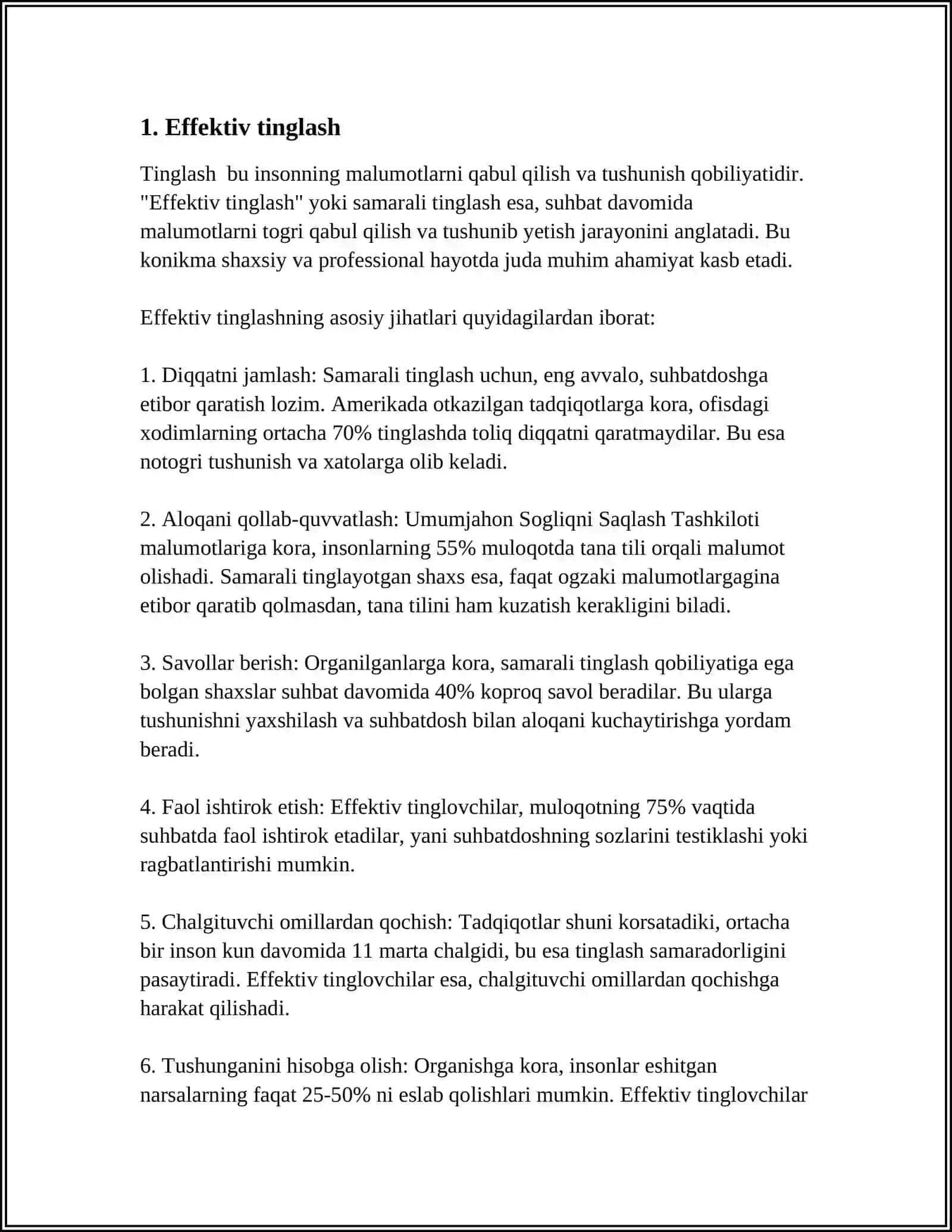 PATSIENT BILAN MULOQOT KO'NIKMALARI. PATSIENT BILAN NOVERBAL, VERBAL MULOQOT 3