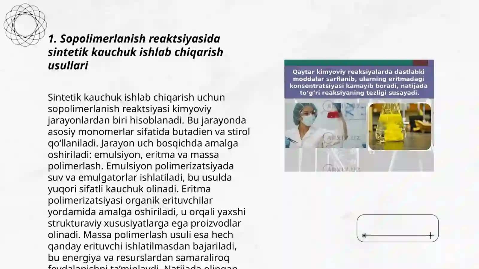 Sopolimerlanish reaksiyasi bo'yicha olinadigan sintetik kauchuklar 3