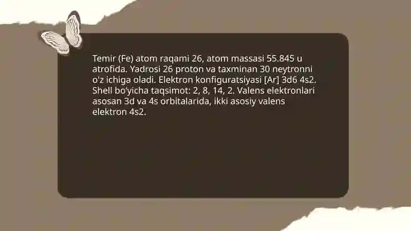 Temir elementi onin qasiyetleri temasinda 3