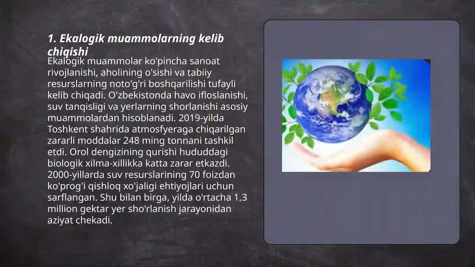 Ekalogik muammolar haqida esse 3