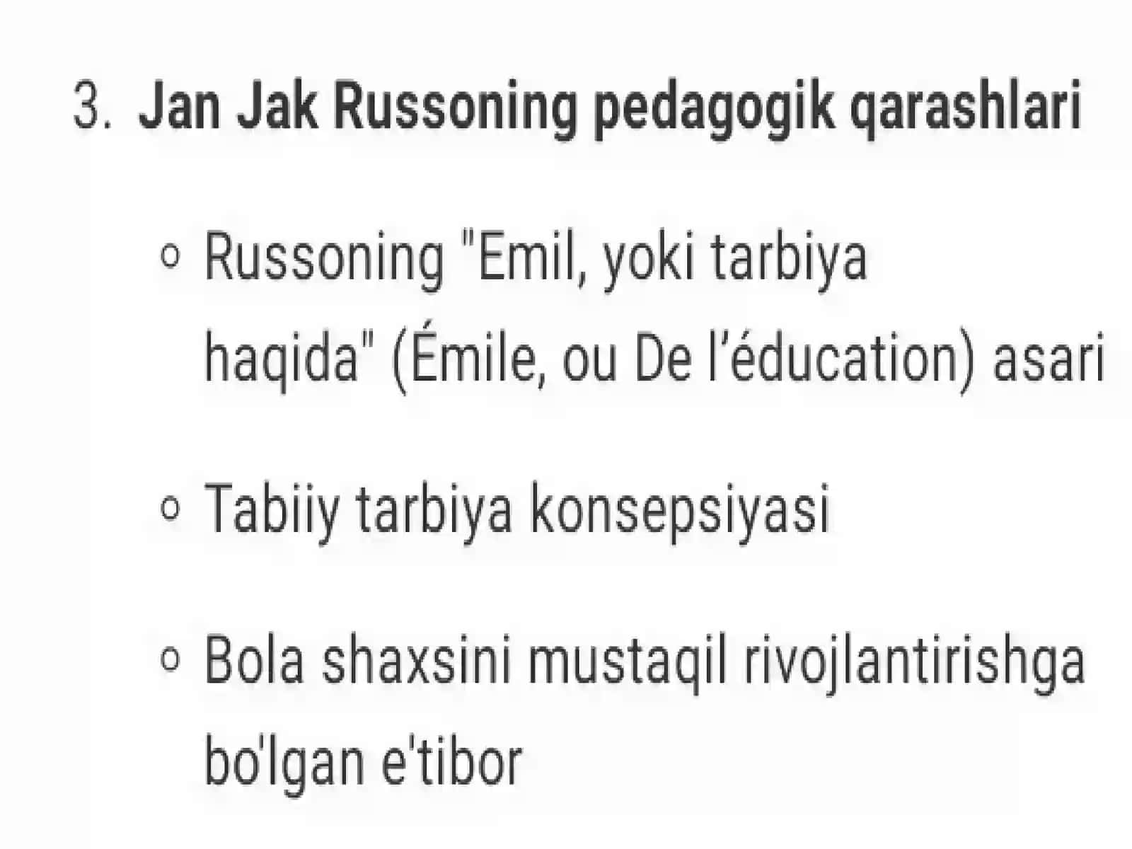 Jon Lokva Jan Jak Russolarning Ilmiy Merosi da Pedagogik Qarashlari 3