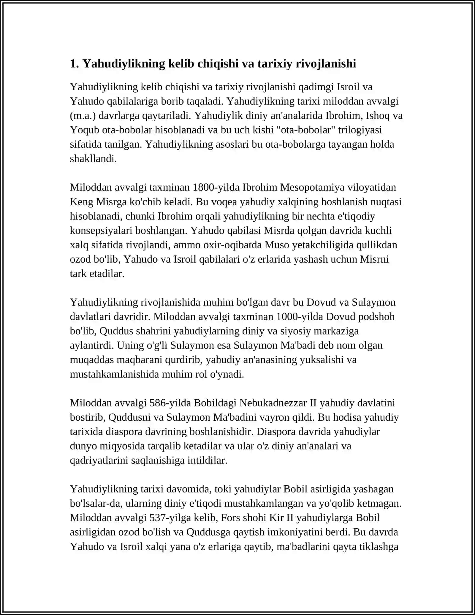 YAHUDIYLIK TA'LIMOTI, AN'ANASI VA MAROSIMLARI 3