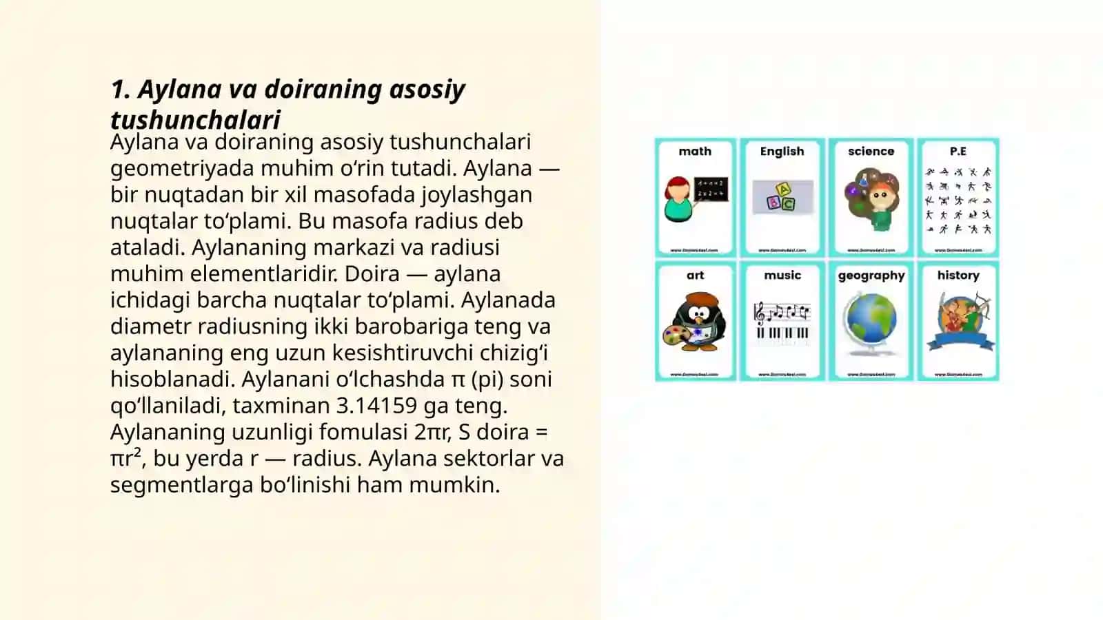 Aylana va doira mavzusi 3