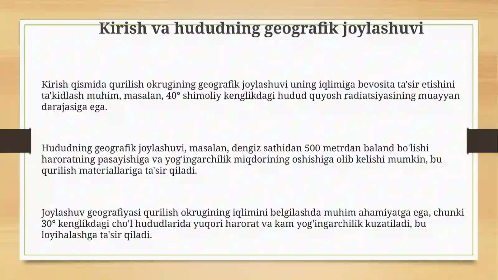Qurilish tumanining iqlimiy tasniflarini aniqlash 3