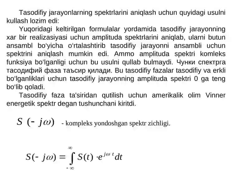 Tasodifiy jarayonlarning energetik spektri 3