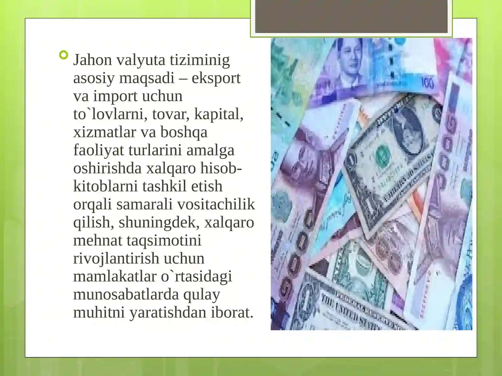 JAHON VALYUTA TIZIMI VA UNING ELEMENTLARI 3