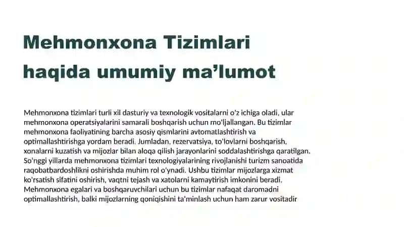 Mehmonxona Tizimlari 3