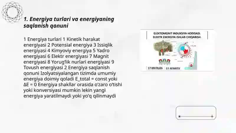 Energiya turlari va energiyaning saqlanish qonuni 3