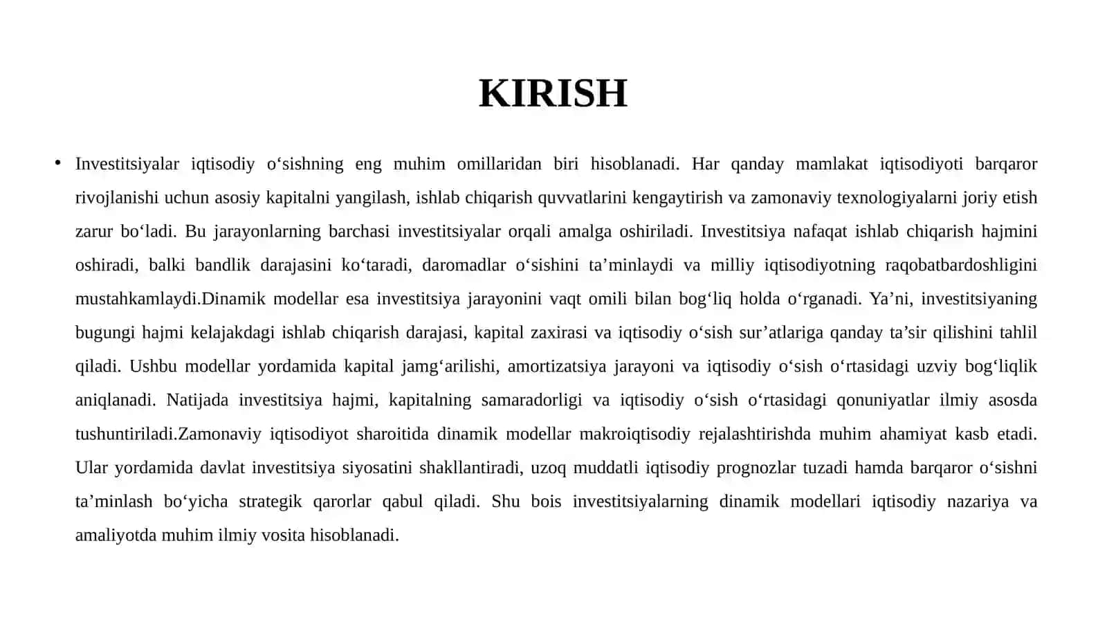 INVESTITSIYALARNING DINAMIK MODELLARI 3