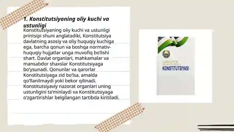Yangi tahrirdagi Oʻzbekiston Respublikasi Konstitutsiyasining asosiy prinsiplari 3