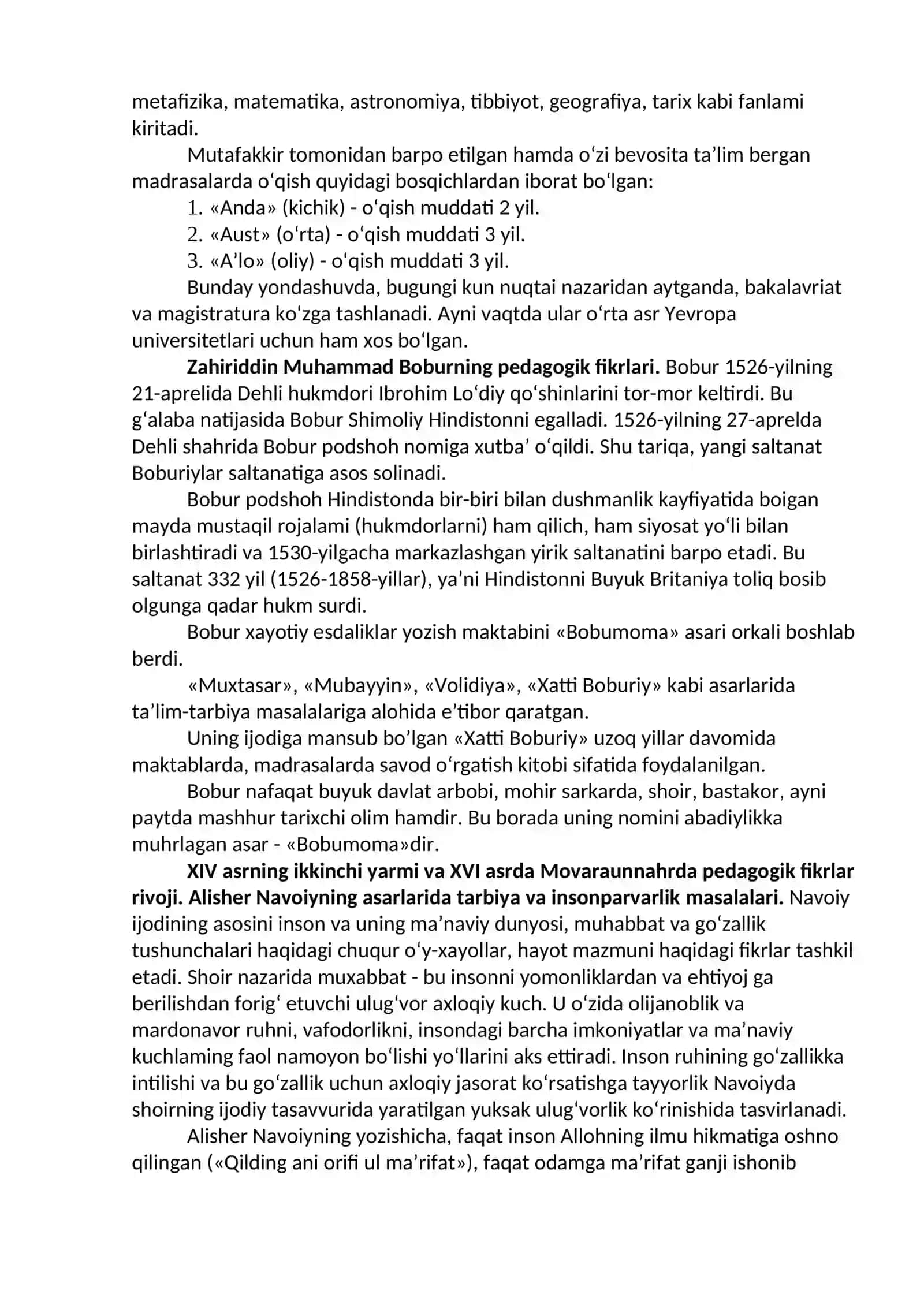 XIV asrning ikkinchi yarmi va XVI asrda Movarounnahrda boshlang‘ich maktabda tarbiya 3