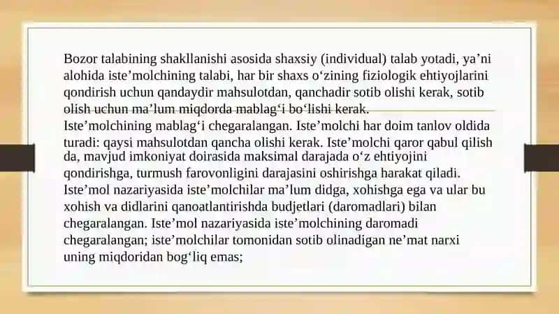 Yakka (individual) va bozor talabi 3