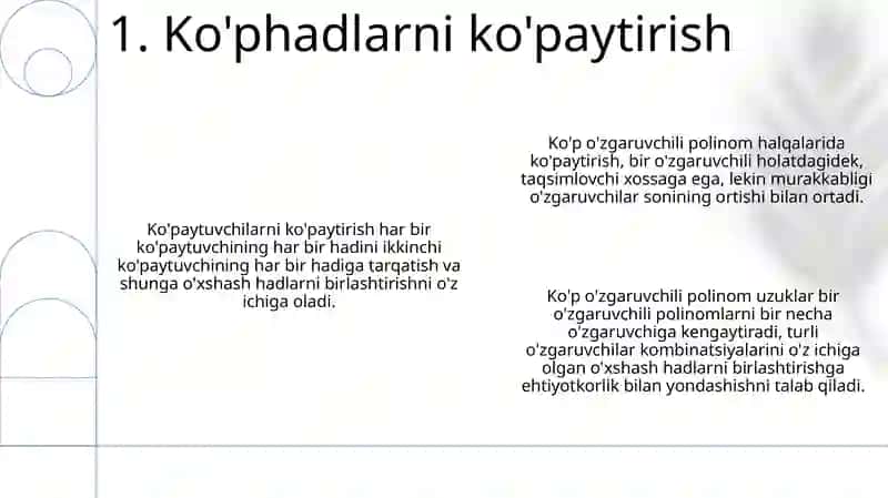 Ko'p o'zgaruvchili ko'pxadlar halqasi 3
