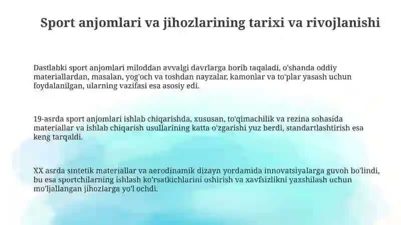 Sport anjomlari va jihozlarining sportdagioʻrni 3